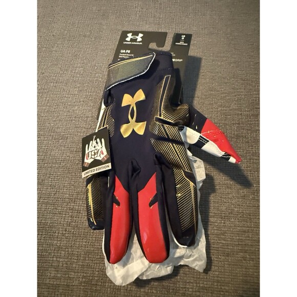 Under Armour Other - Under Armour UA F8 USA Limited Edition Football Gloves Men’s Large NWT Blue UA